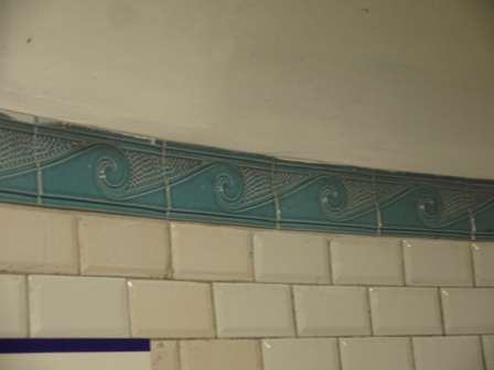 turquoise ceramic tiles with wave pattern