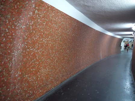 corridor with small mosaic tiles