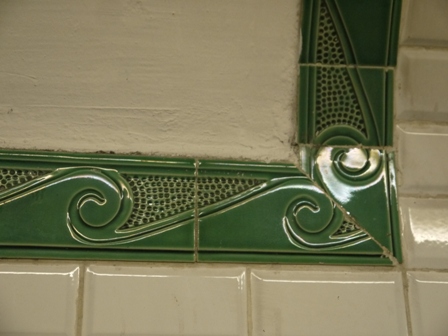 green ceramic tiles with wave pattern