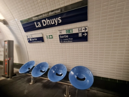 blue metal seats