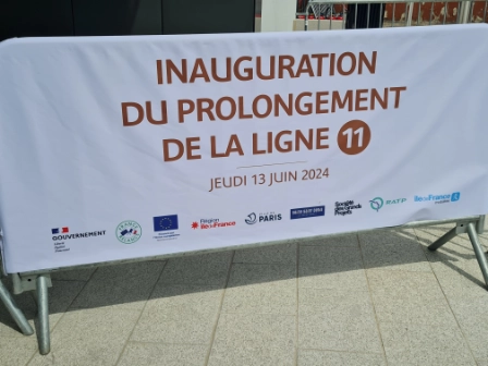 Sign celebrating the extension of the line